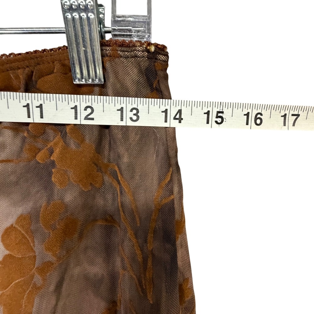 Verdusa Fishtail Mesh Midi Skirt Womens M Brown Floral Lettuce Goth Grunge Indie - Picture 9 of 16
